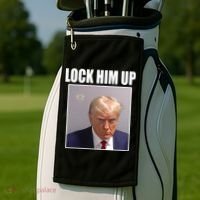 Lock Him Up Donald Trump Mugshot Golf Towel thumb 2
