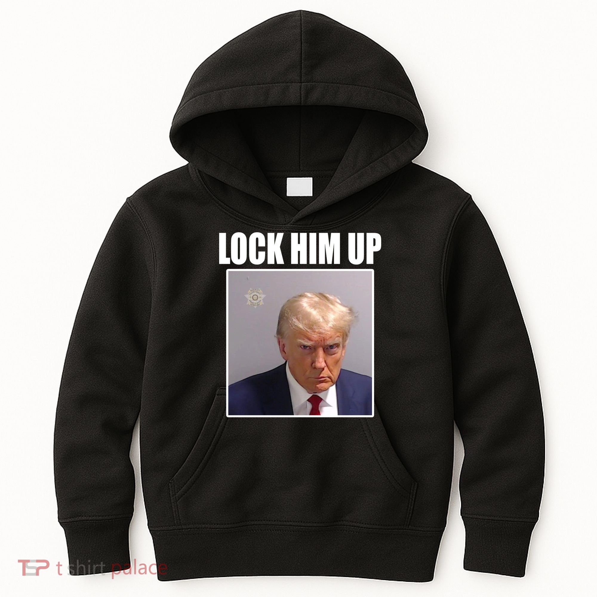Lock Him Up Donald Trump Mugshot Kids Hoodie