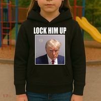Lock Him Up Donald Trump Mugshot Kids Hoodie thumb 3