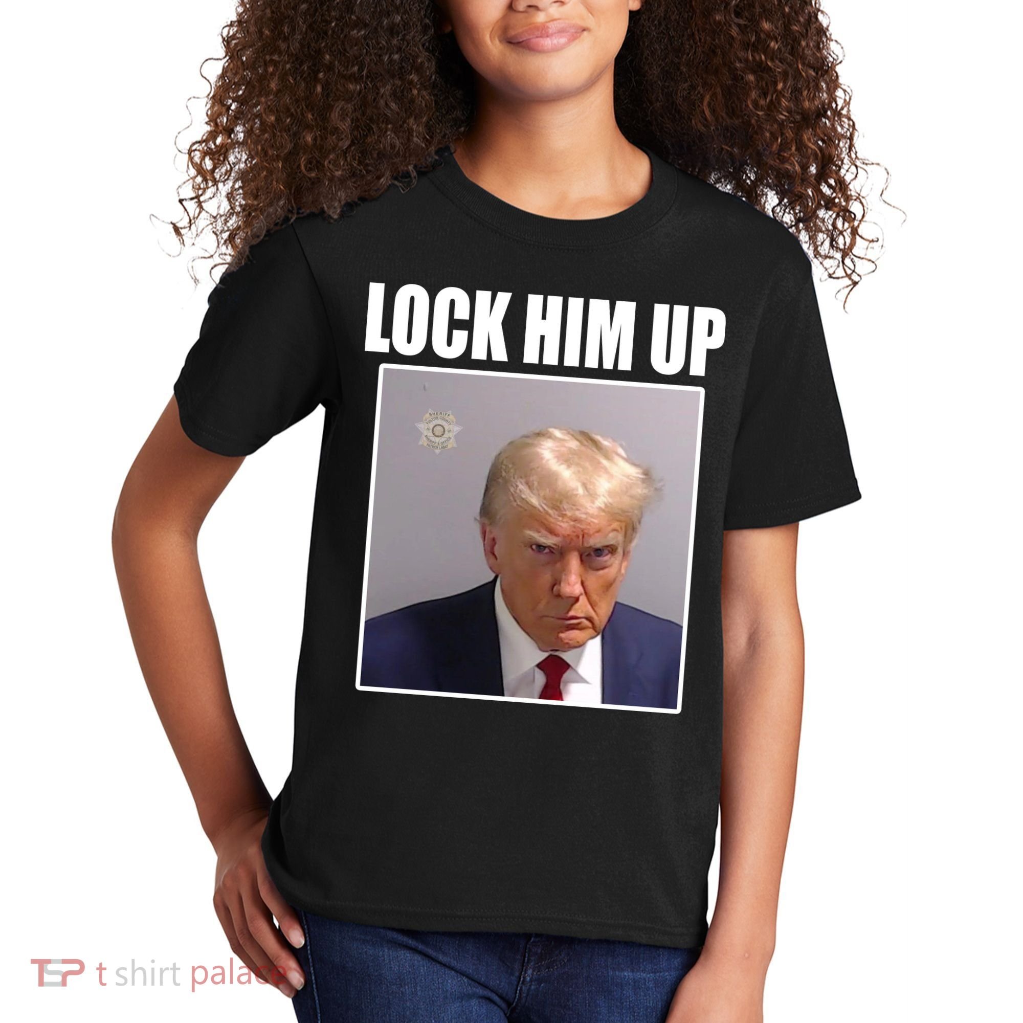 Lock Him Up Donald Trump Mugshot Kids T-Shirt