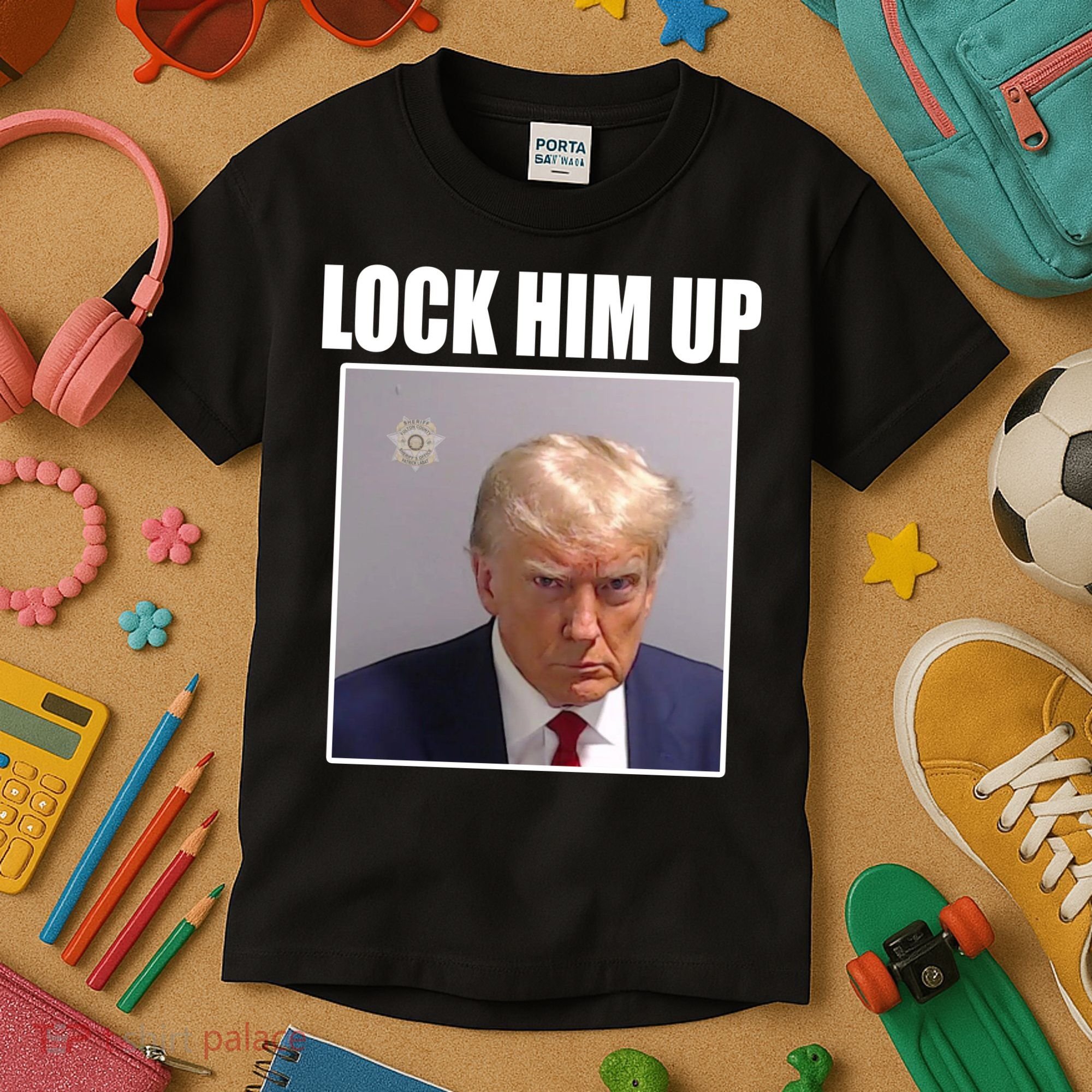 Lock Him Up Donald Trump Mugshot Kids T-Shirt