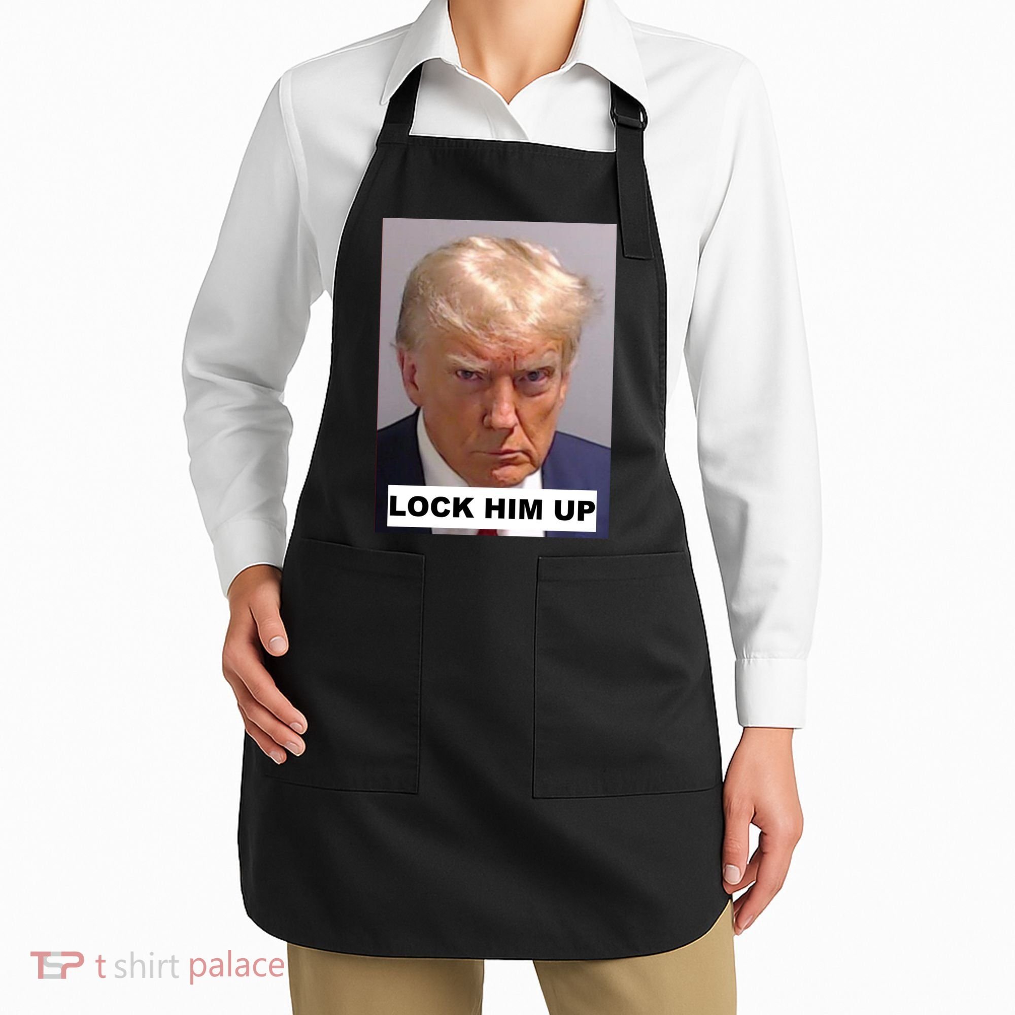 Lock Him Up Donald Trump Mugshot Jail Apron