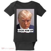 Lock Him Up Donald Trump Mugshot Jail Baby Bodysuit thumb 0