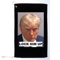 Lock Him Up Donald Trump Mugshot Jail Golf Towel thumb 0