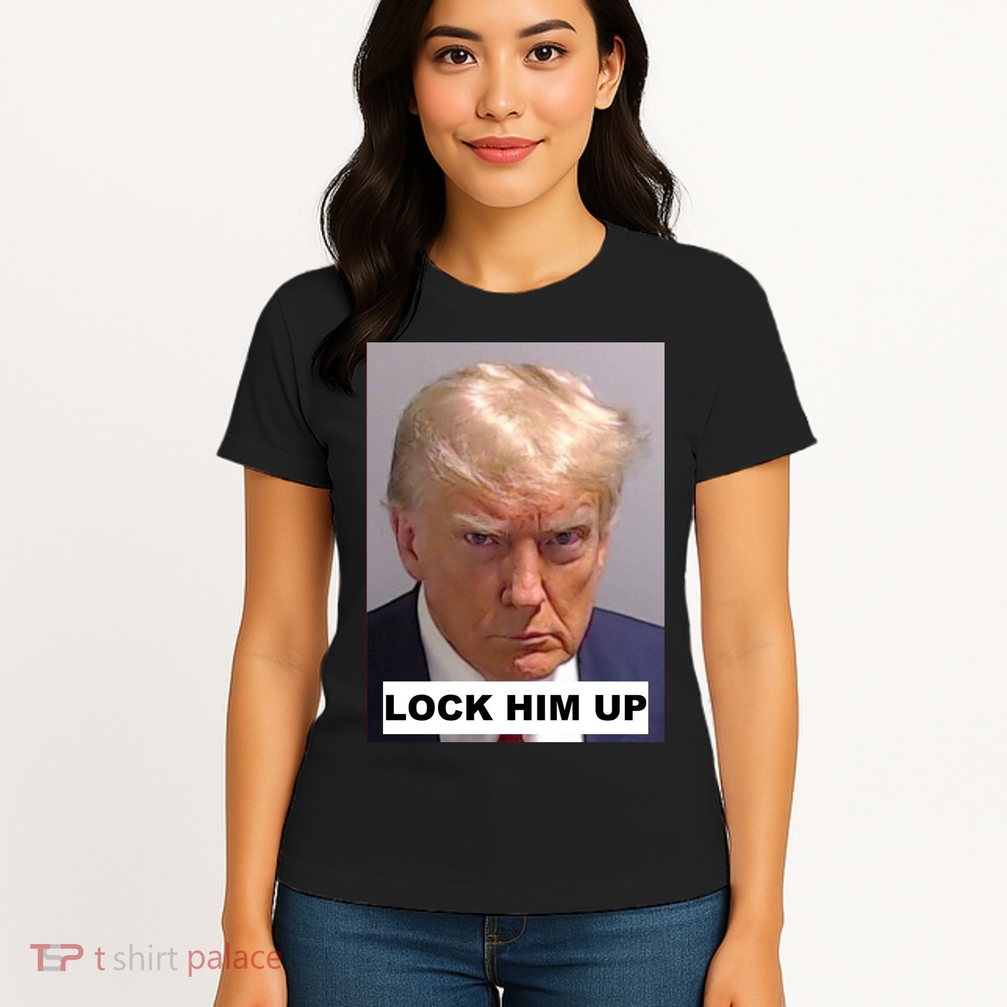 Lock Him Up Donald Trump Mugshot Jail Women's T-Shirt