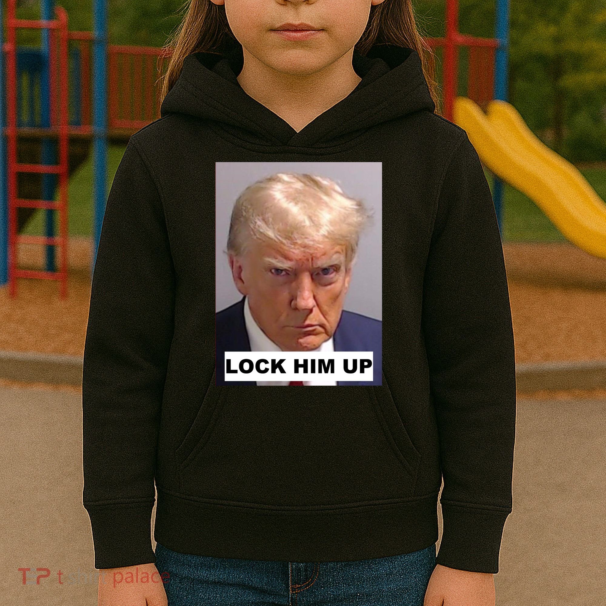 Lock Him Up Donald Trump Mugshot Jail Kids Hoodie