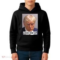 Lock Him Up Donald Trump Mugshot Jail Kids Hoodie thumb 4