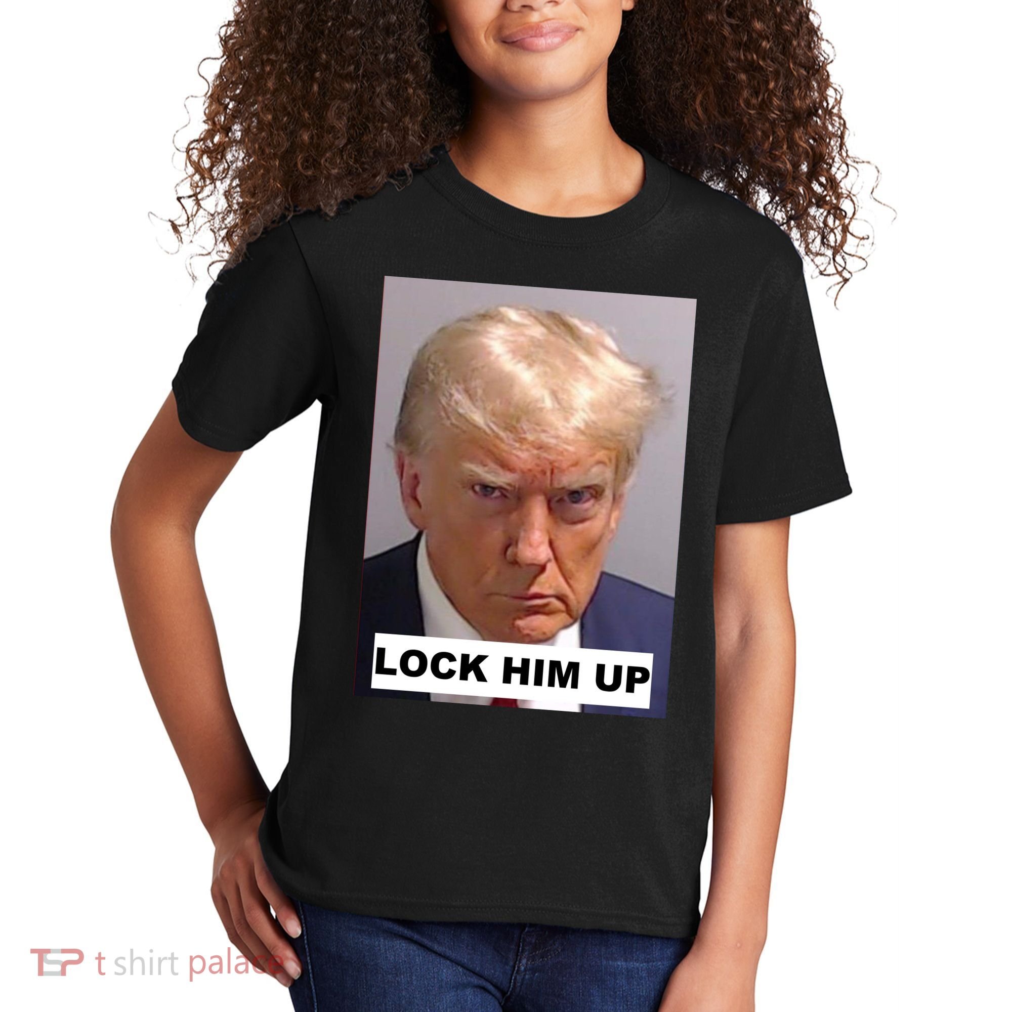 Lock Him Up Donald Trump Mugshot Jail Kids T-Shirt