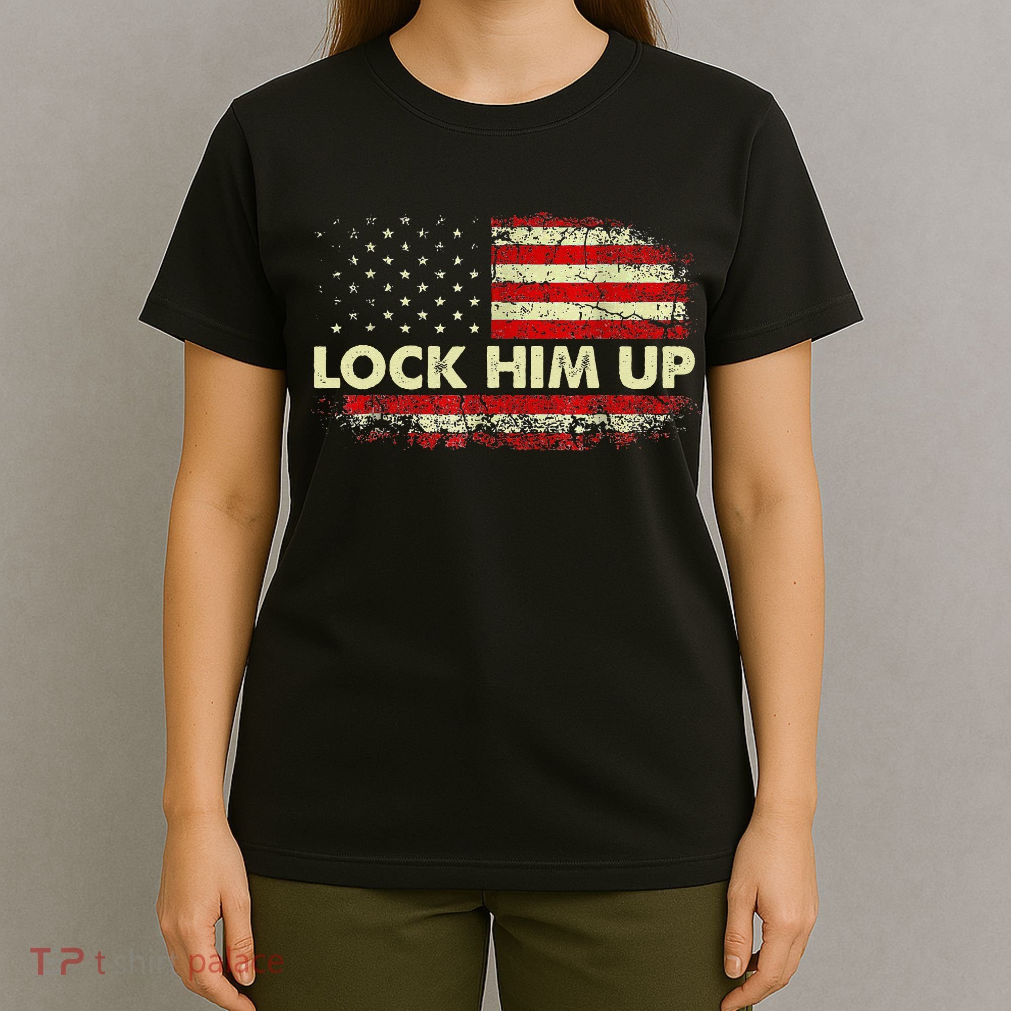 Lock Him Up American Flag Vintage T-Shirt