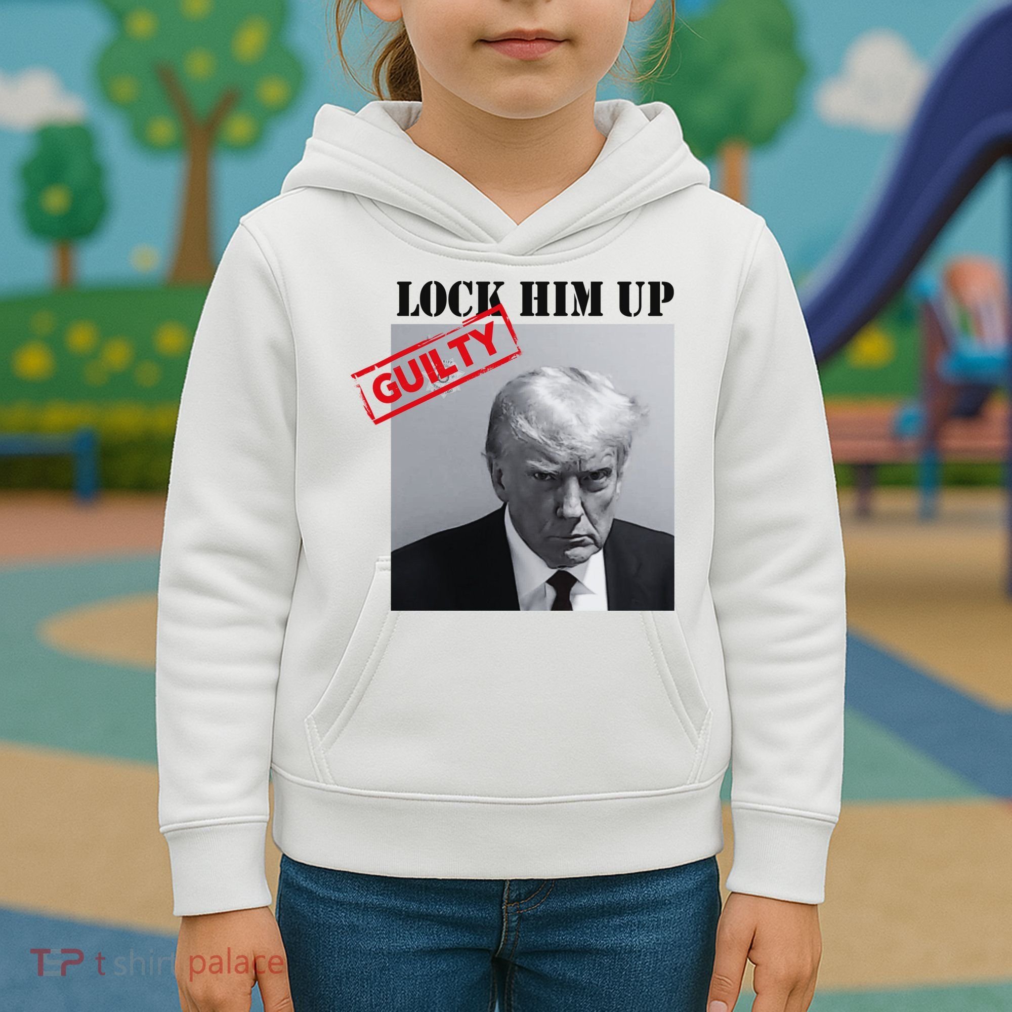 Lock Him Up Donald Trump Guilty Mugshot Kids Hoodie