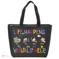 Life Happens Visuals Help ACC Special Education Teacher Tote Bag thumb 0