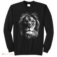 Lion Head With Blue Eyes For Lovers Lions King Of Animals Sweatshirt thumb 0