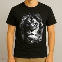Lion Head With Blue Eyes For Lovers Lions King Of Animals T-Shirt thumb 3