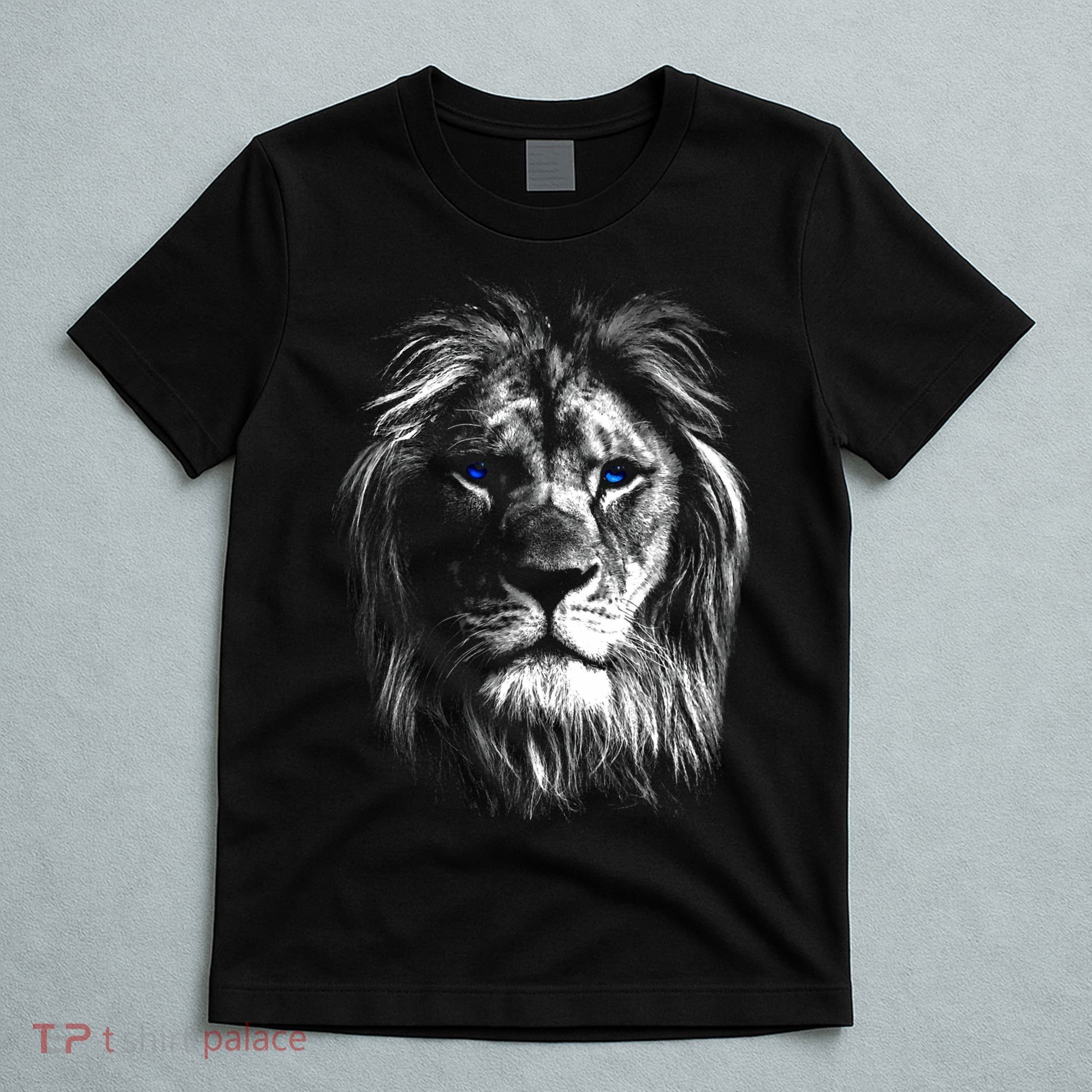 Lion Head With Blue Eyes For Lovers Lions King Of Animals T-Shirt
