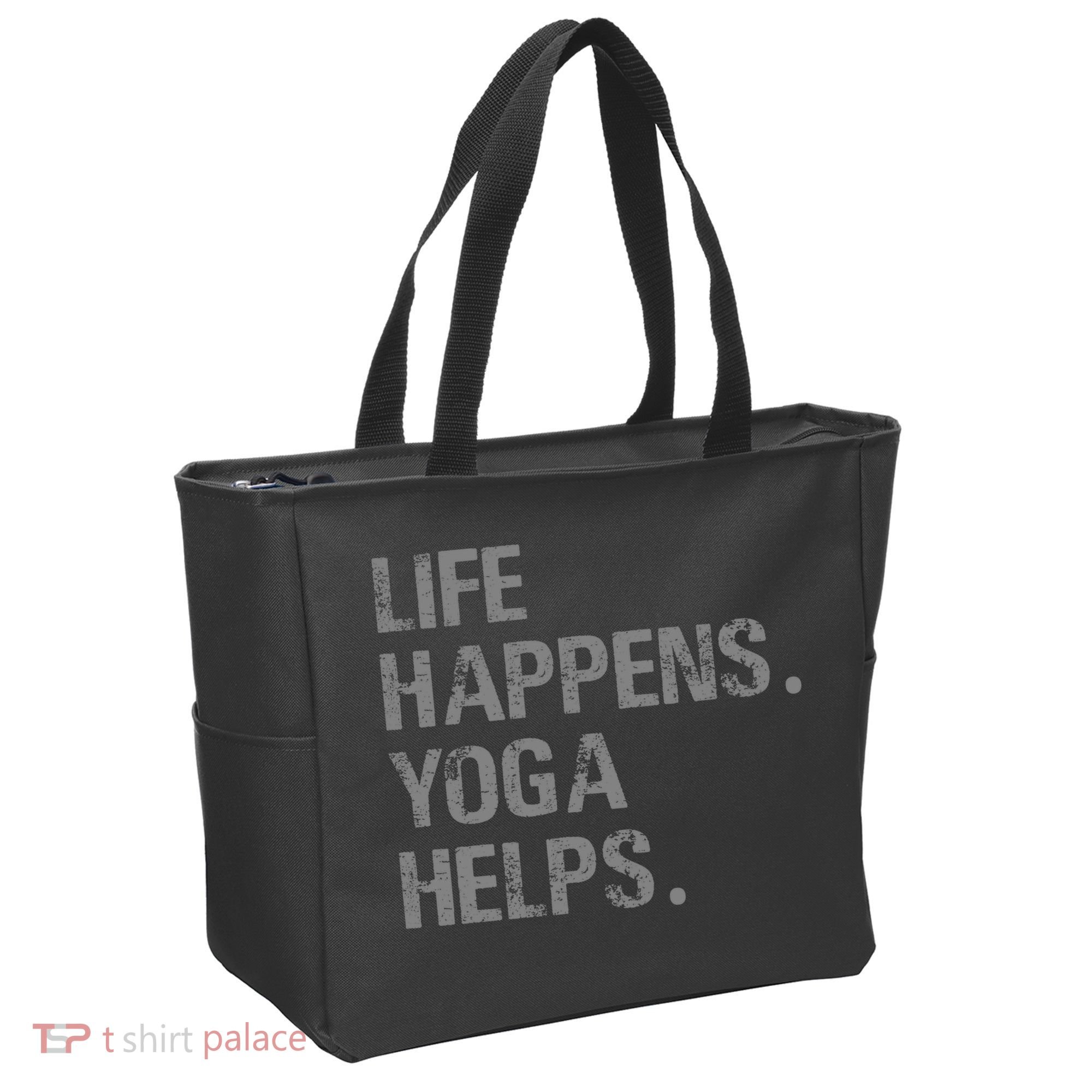 Life Happens Yoga Helps Tote Bag