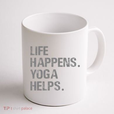 Life Happens Yoga Helps Coffee Mug back