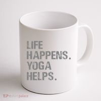 Life Happens Yoga Helps Coffee Mug thumb 1