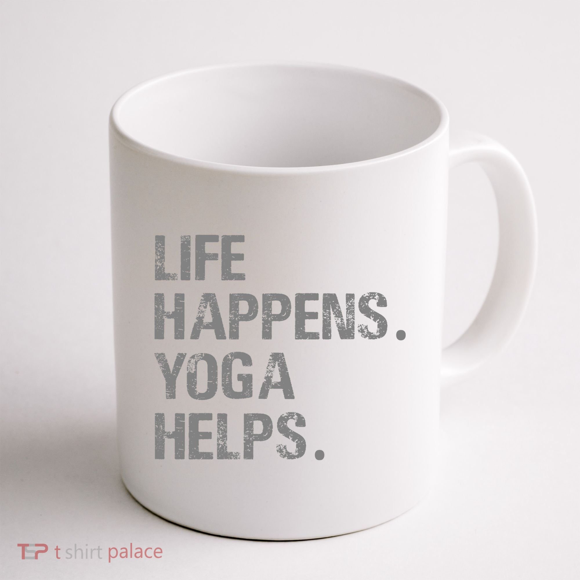 Life Happens Yoga Helps Coffee Mug