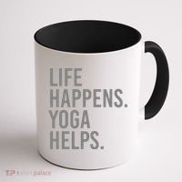 Life Happens Yoga Helps Gift Coffee Mug thumb 1