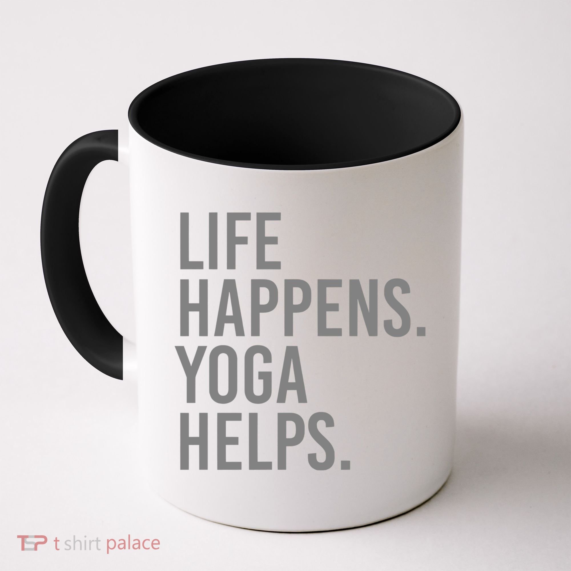 Life Happens Yoga Helps Gift Coffee Mug