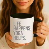 Life Happens Yoga Helps Gift Coffee Mug thumb 3