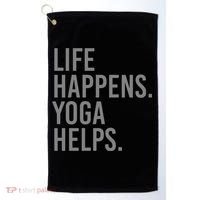 Life Happens Yoga Helps Gift Golf Towel thumb 0