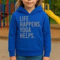 Life Happens Yoga Helps Gift Kids Hoodie thumb 3