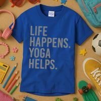 Life Happens Yoga Helps Gift Kids T-Shirt thumb 3