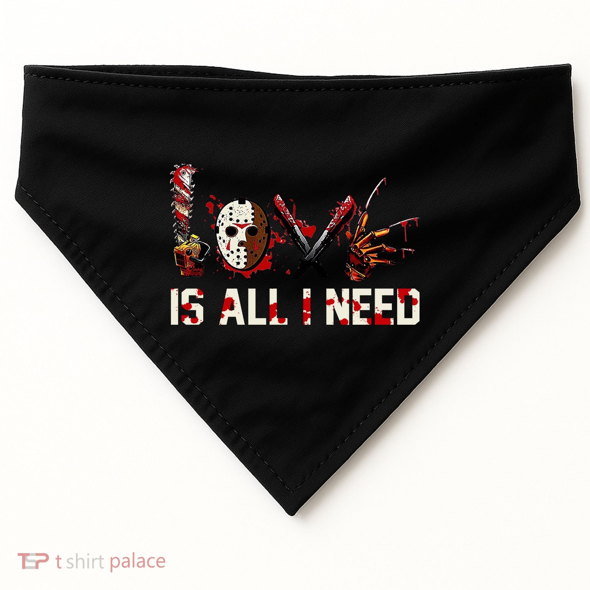 Love Is All I Need Halloween Horror USA-Made Doggie Bandana