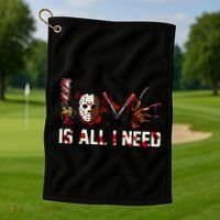 Love Is All I Need Halloween Horror Golf Towel thumb 1
