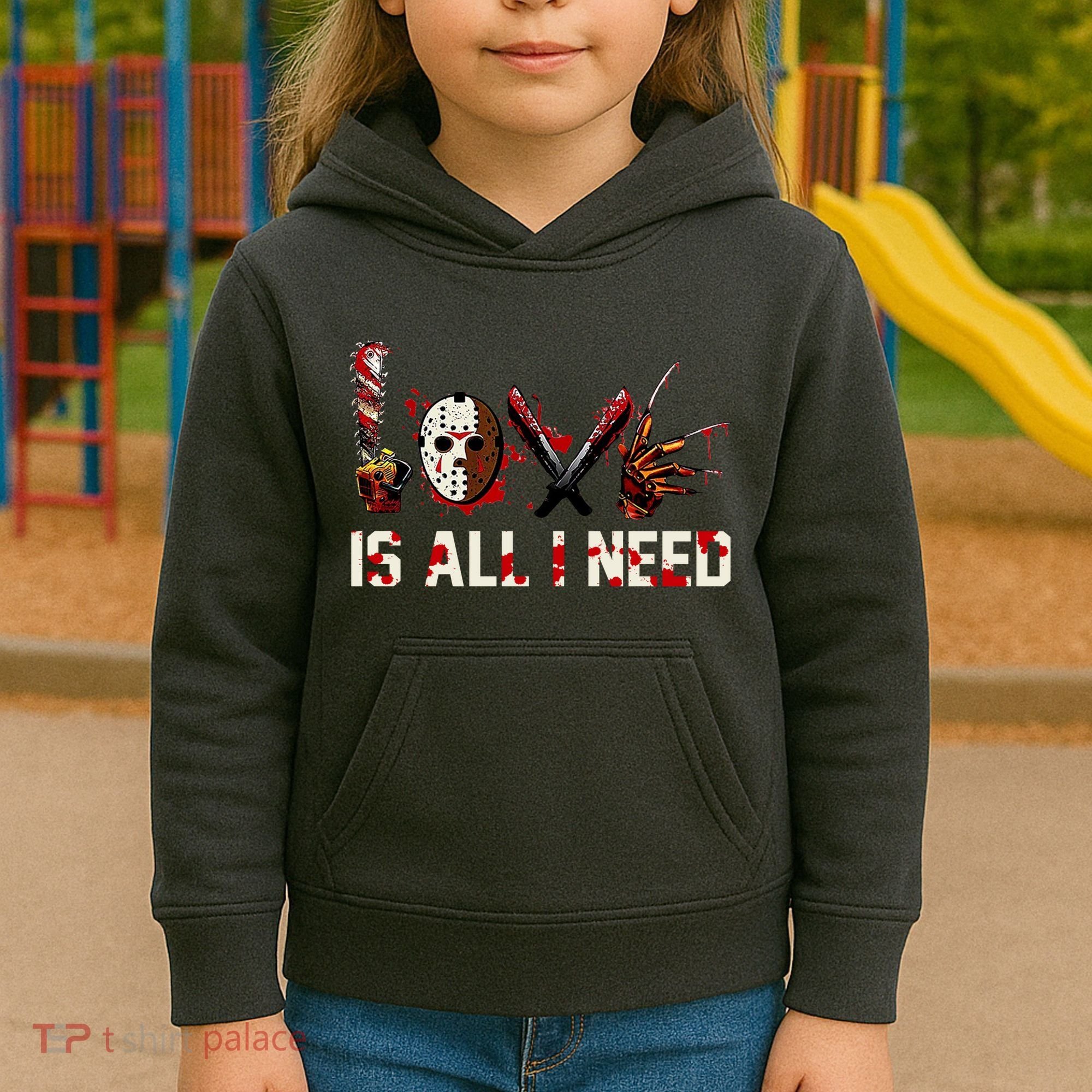 Love Is All I Need Halloween Horror Kids Hoodie