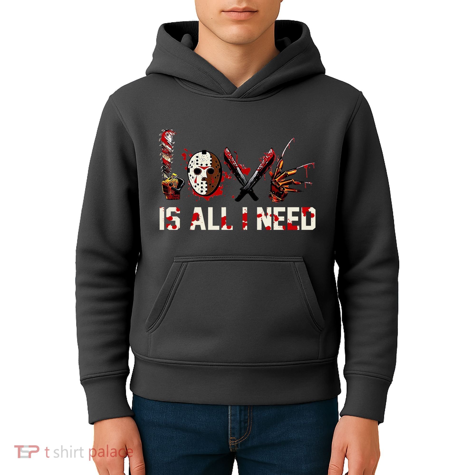 Love Is All I Need Halloween Horror Kids Hoodie