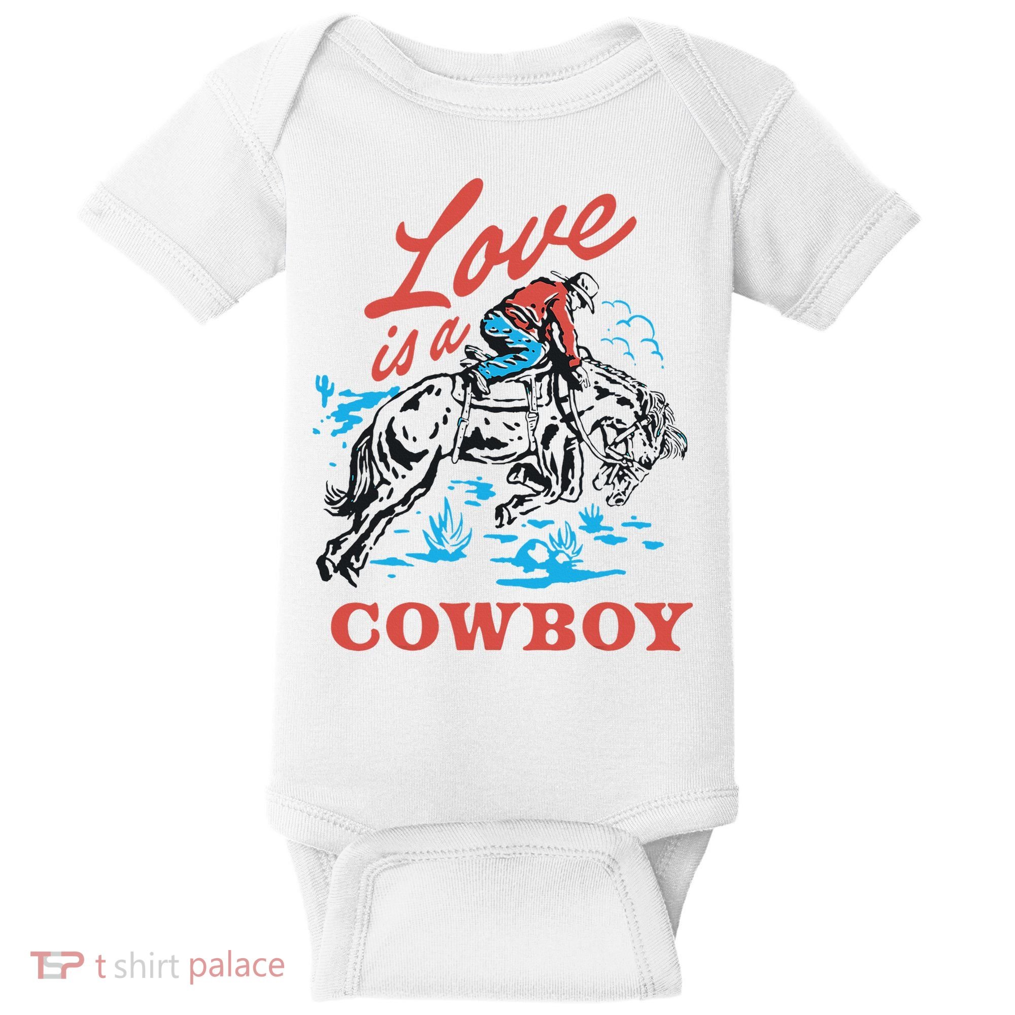 Love Is A Cowboy Funny Cowboy Baby Bodysuit