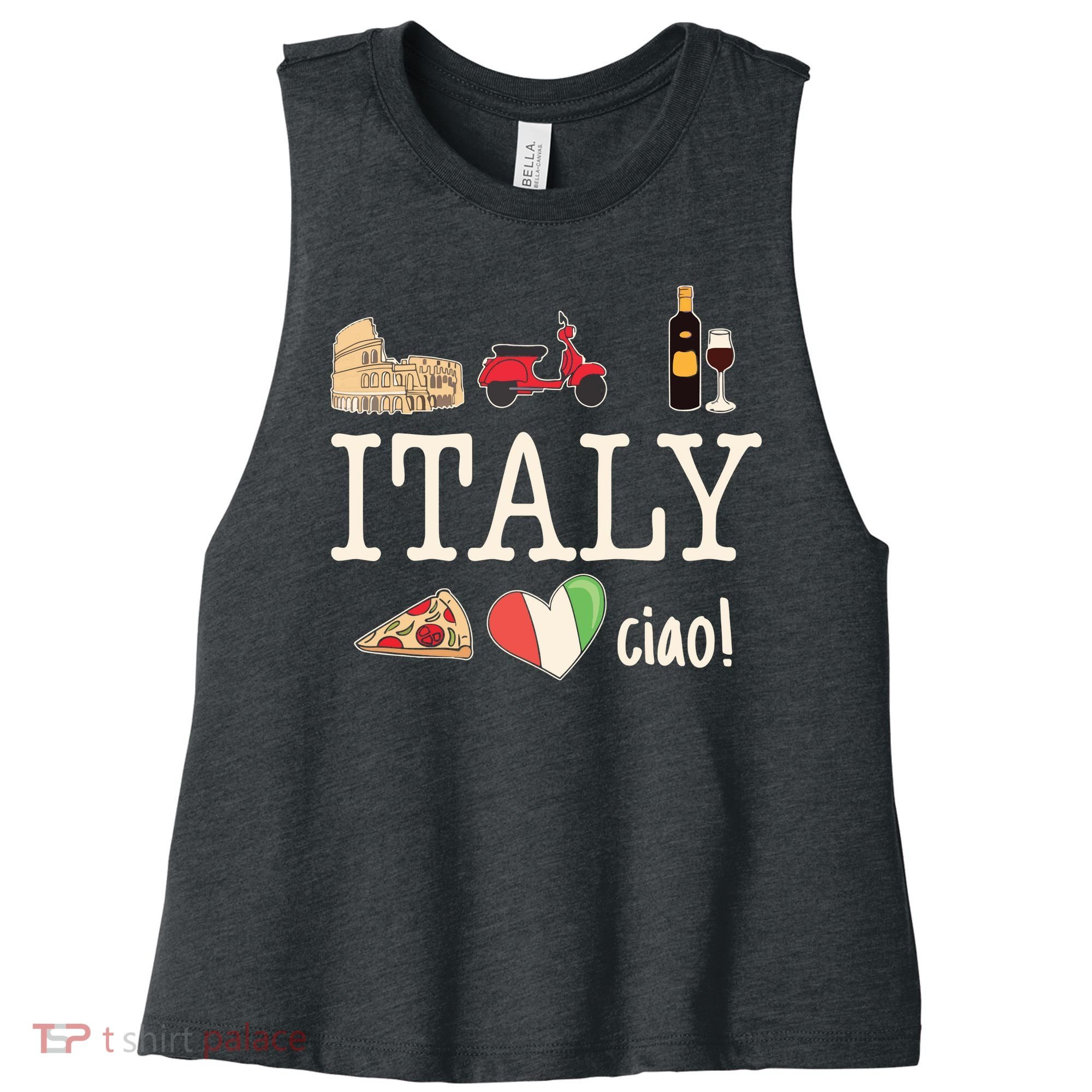 Love Italy And Everything Italian Culture Women's Racerback Cropped Tank