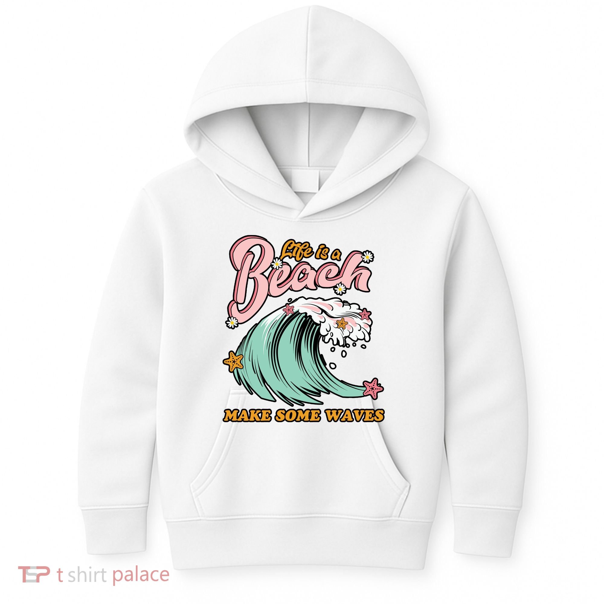 Life Is A Beach Make Some Waves Kids Hoodie