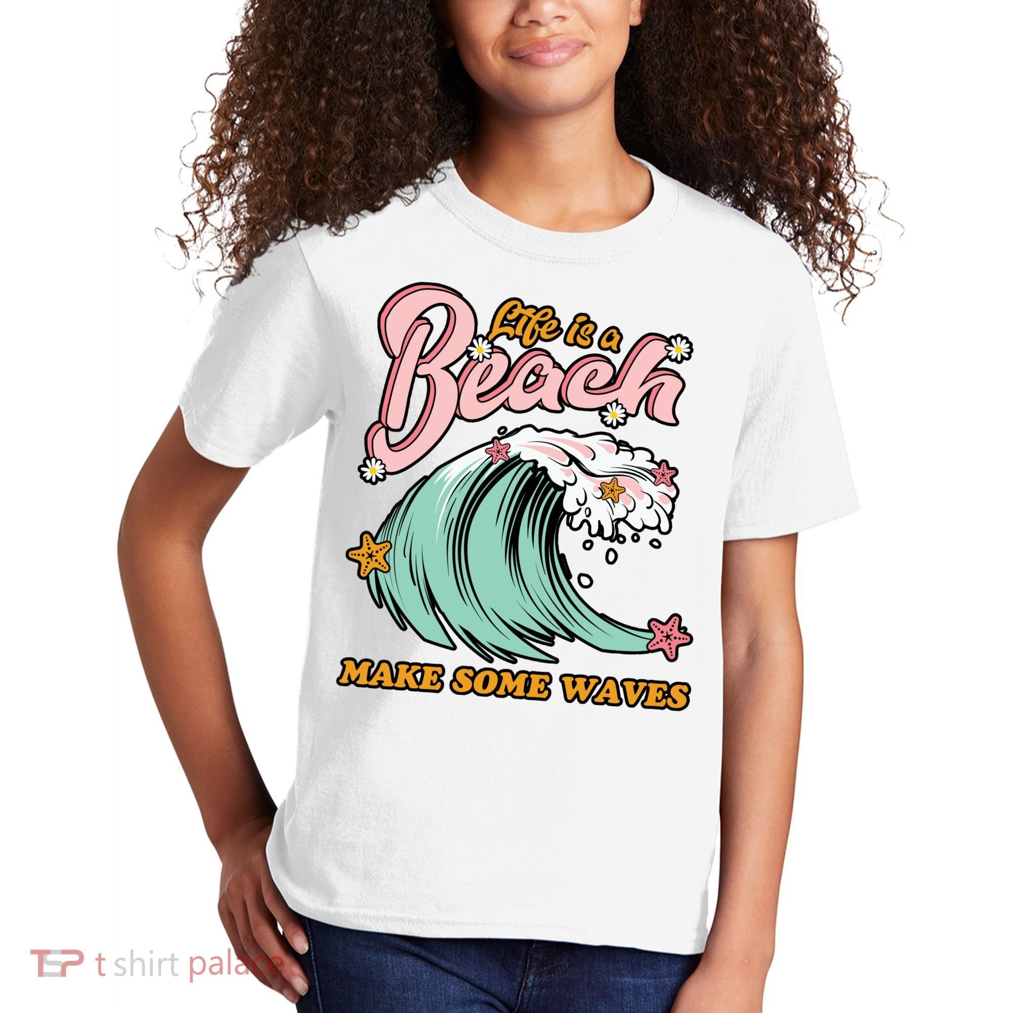 Life Is A Beach Make Some Waves Kids T-Shirt