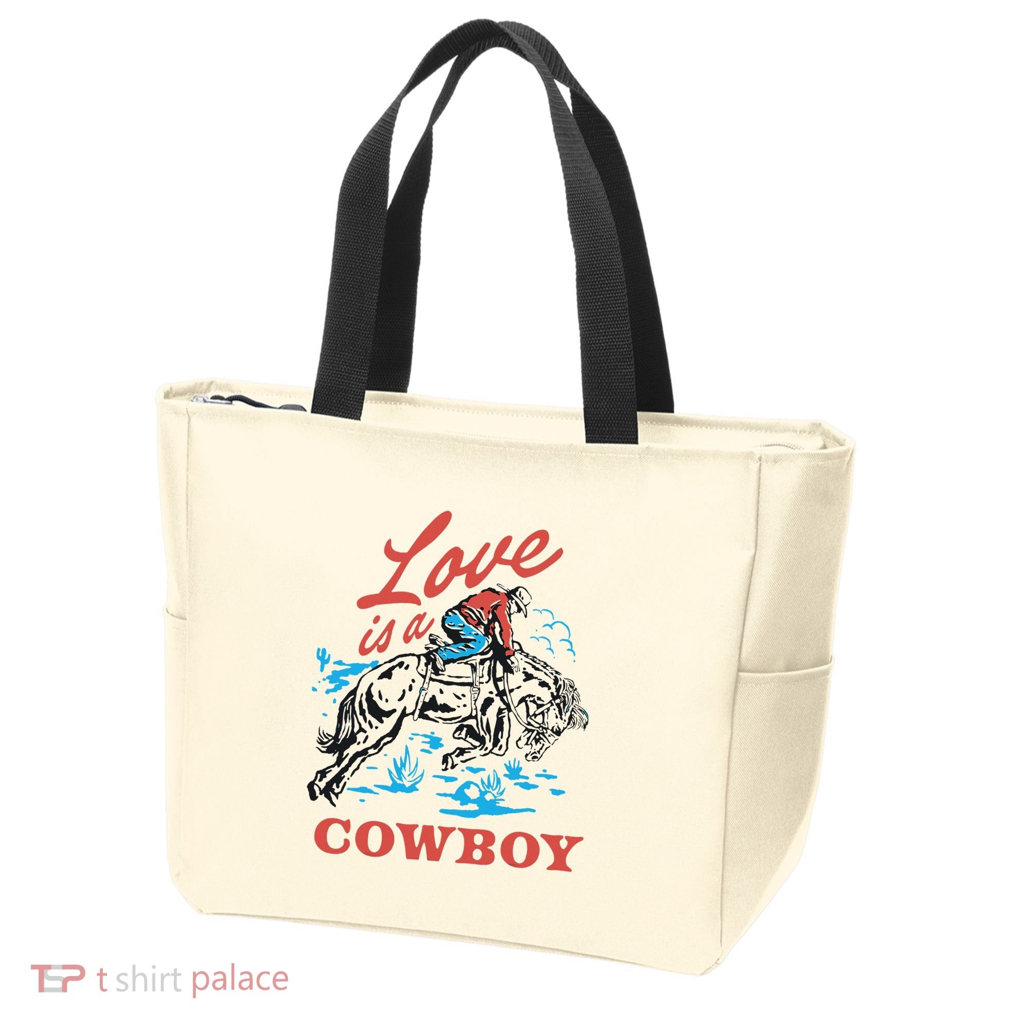 Love Is A Cowboy Funny Cowboy Tote Bag