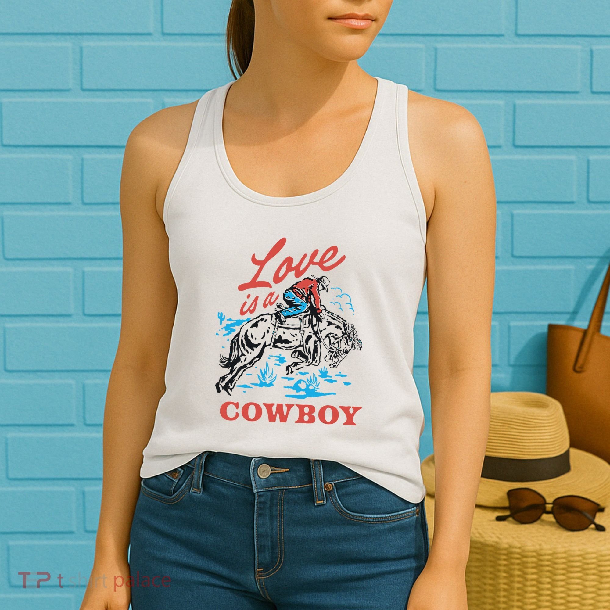 Love Is A Cowboy Funny Cowboy Women's Tank Top