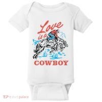 Love Is A Cowboy Funny Cowboy Baby Bodysuit thumb 0