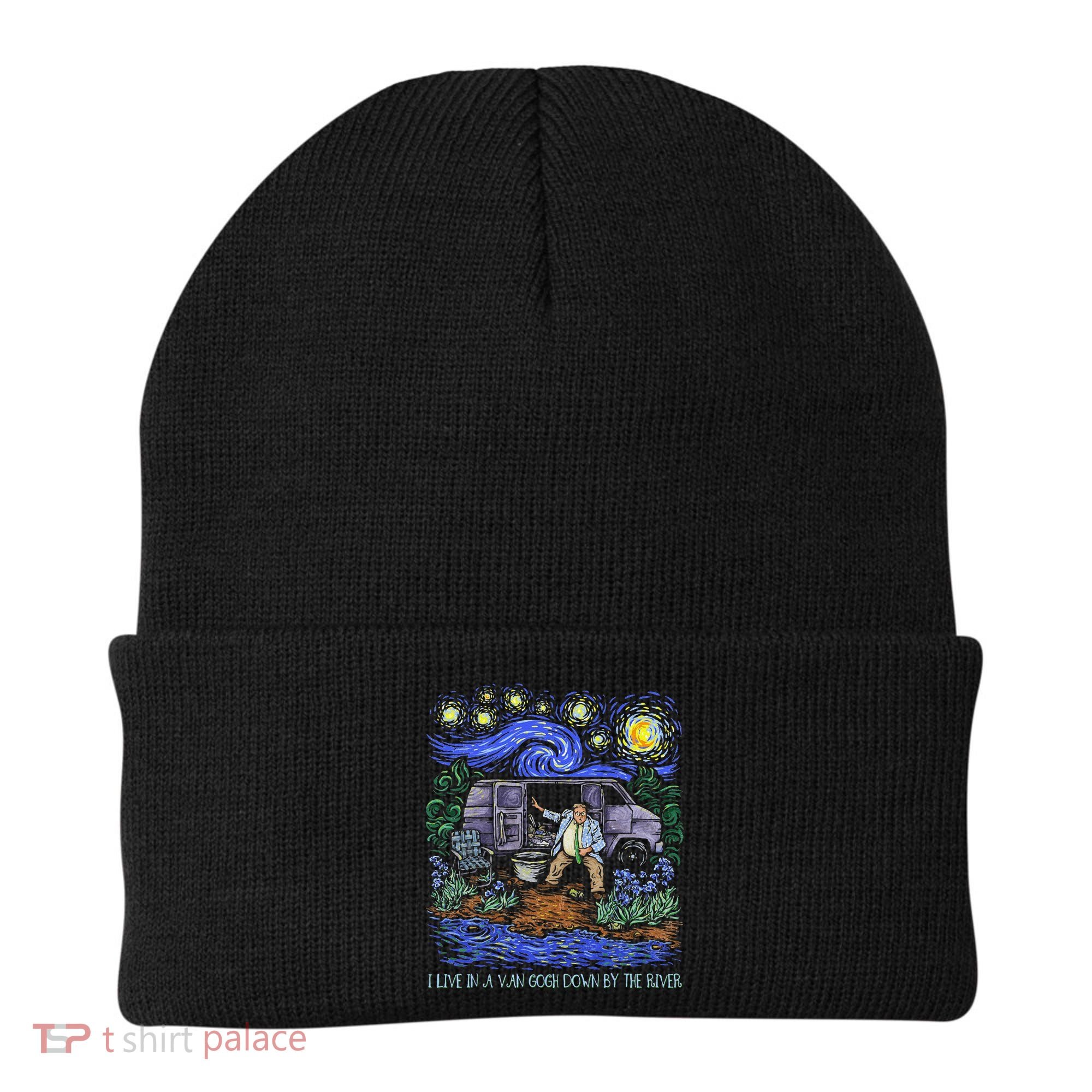 Livin In A Van Down By The River Starry Night Van Gogh Tee Beanie
