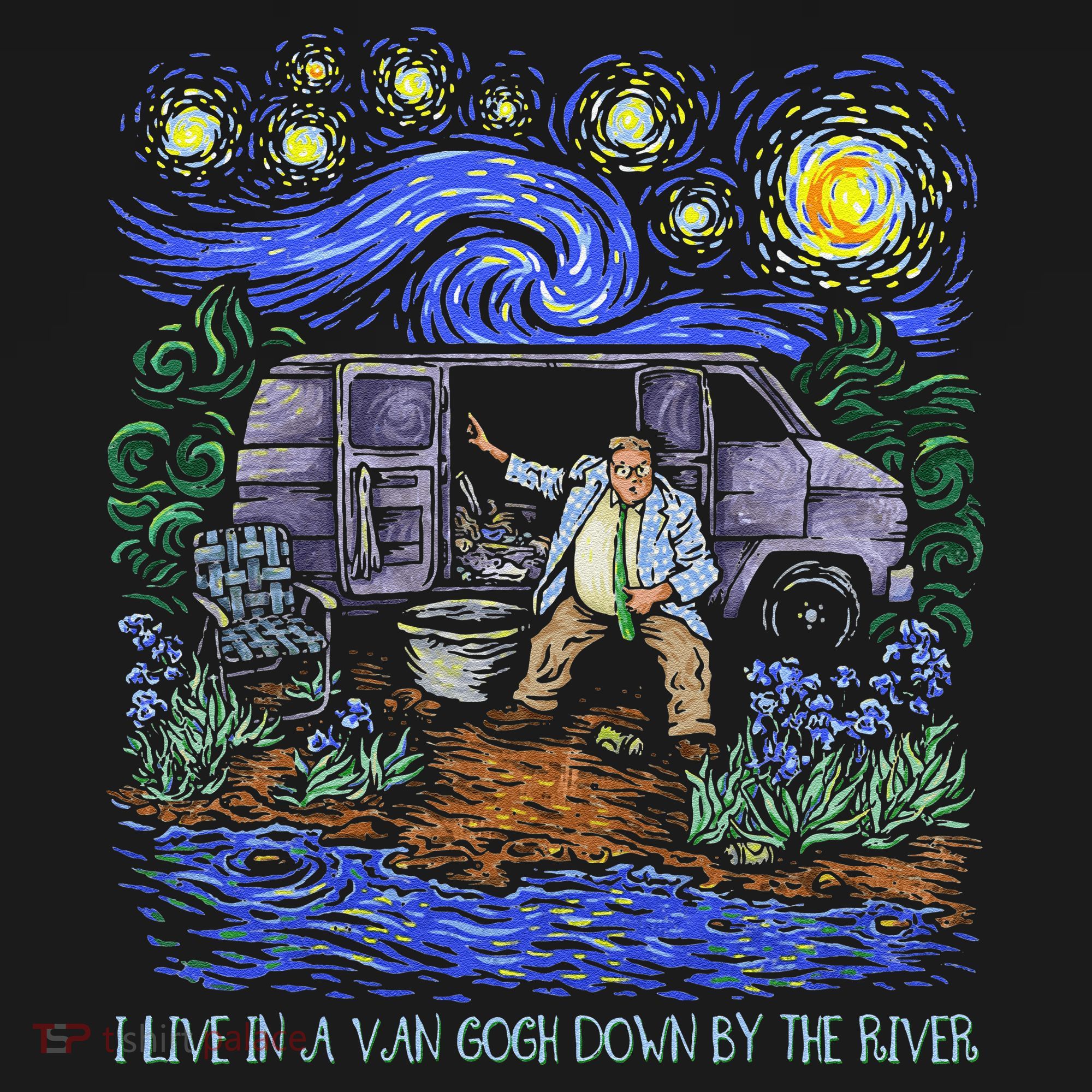 Livin In A Van Down By The River Starry Night Van Gogh Tee Women's Hoodie
