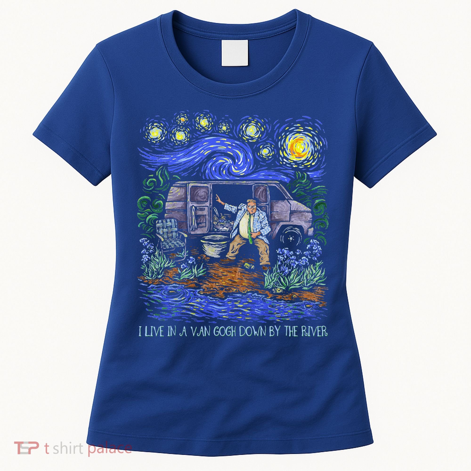 Livin In A Van Down By The River Starry Night Van Gogh Tee Women's T-Shirt