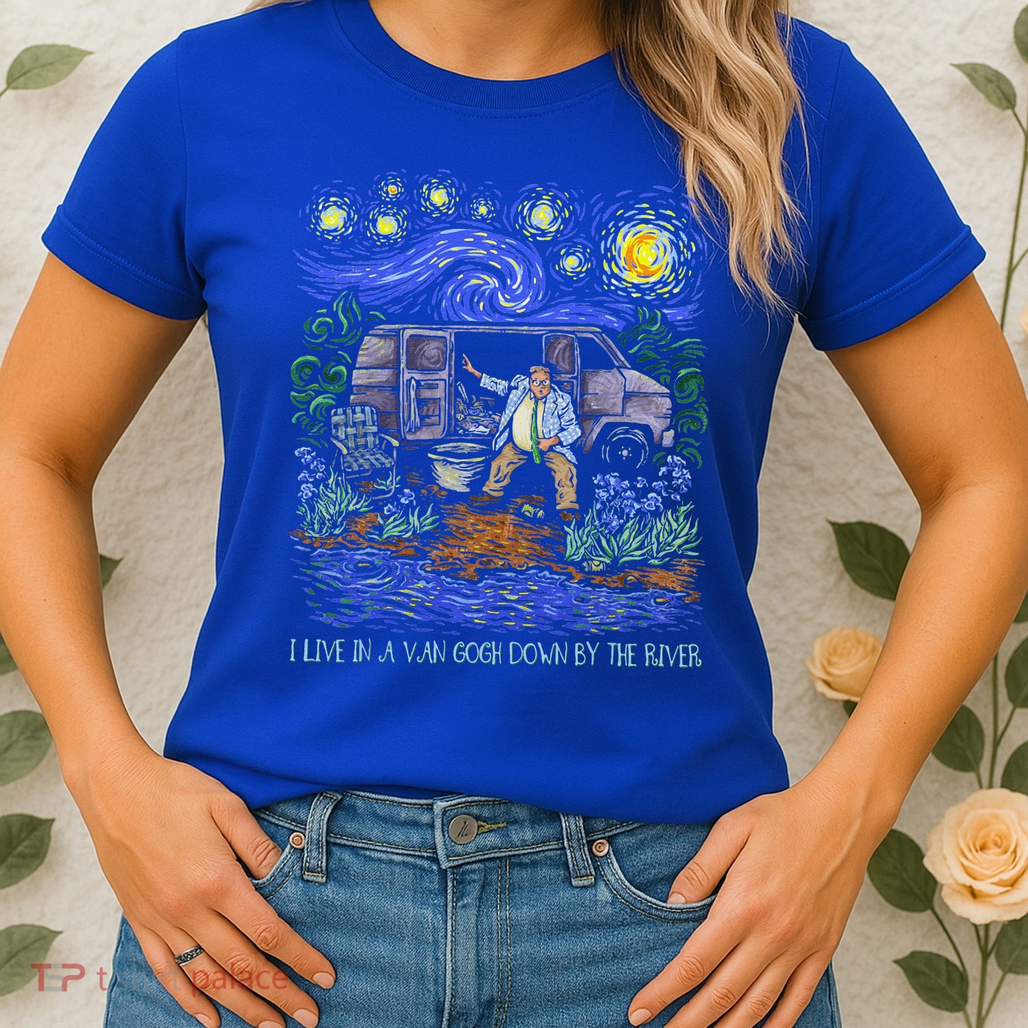 Livin In A Van Down By The River Starry Night Van Gogh Tee Women's T-Shirt