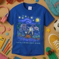 Livin In A Van Down By The River Starry Night Van Gogh Tee Kids T-Shirt thumb 3