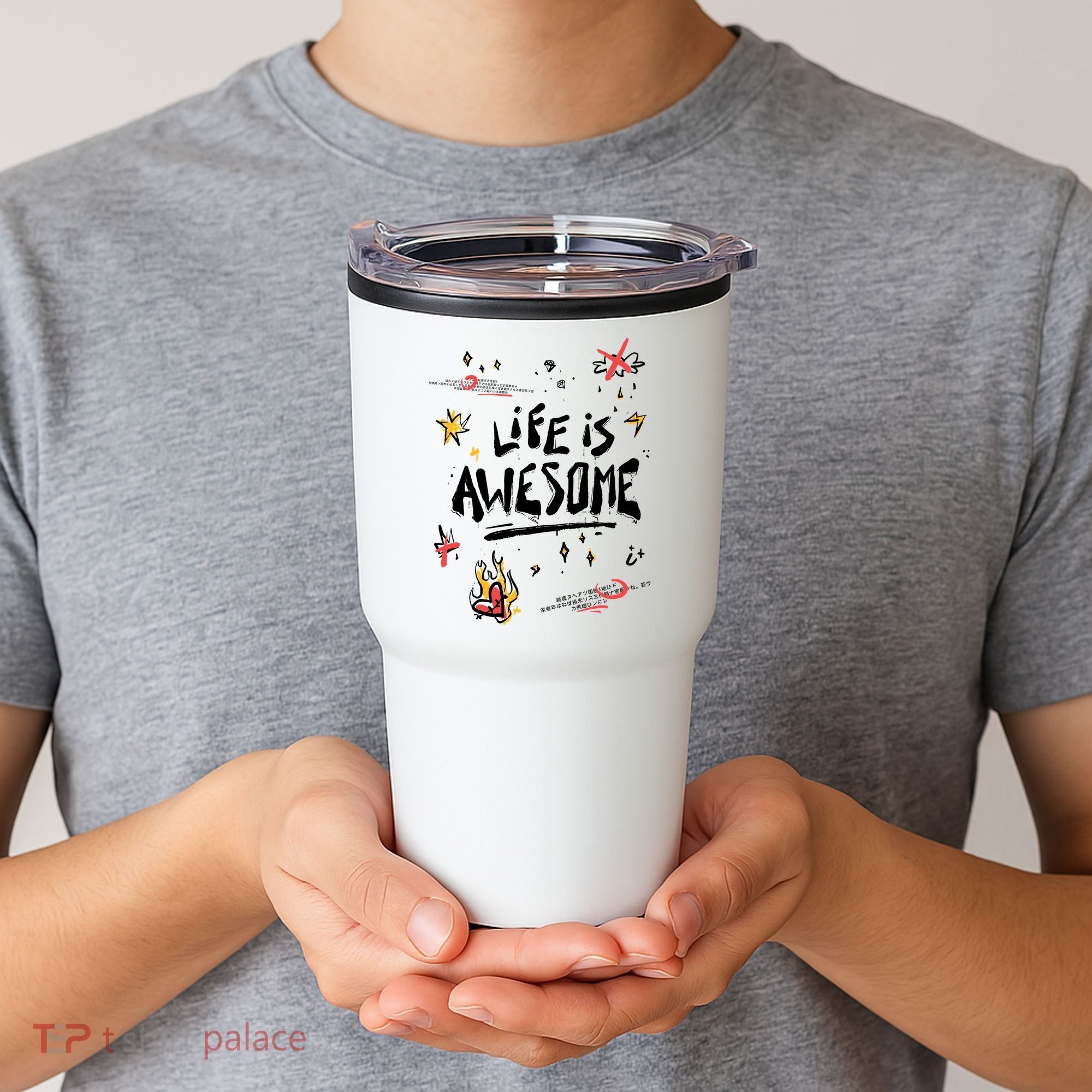Life Is Awesome Rockstar Tumbler