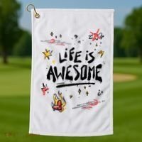 Life Is Awesome Rockstar Golf Towel thumb 1