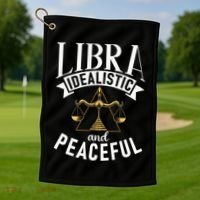 Libra Idealistic And Peaceful Zodiac Astronomy Nature Lover Golf Towel thumb 1
