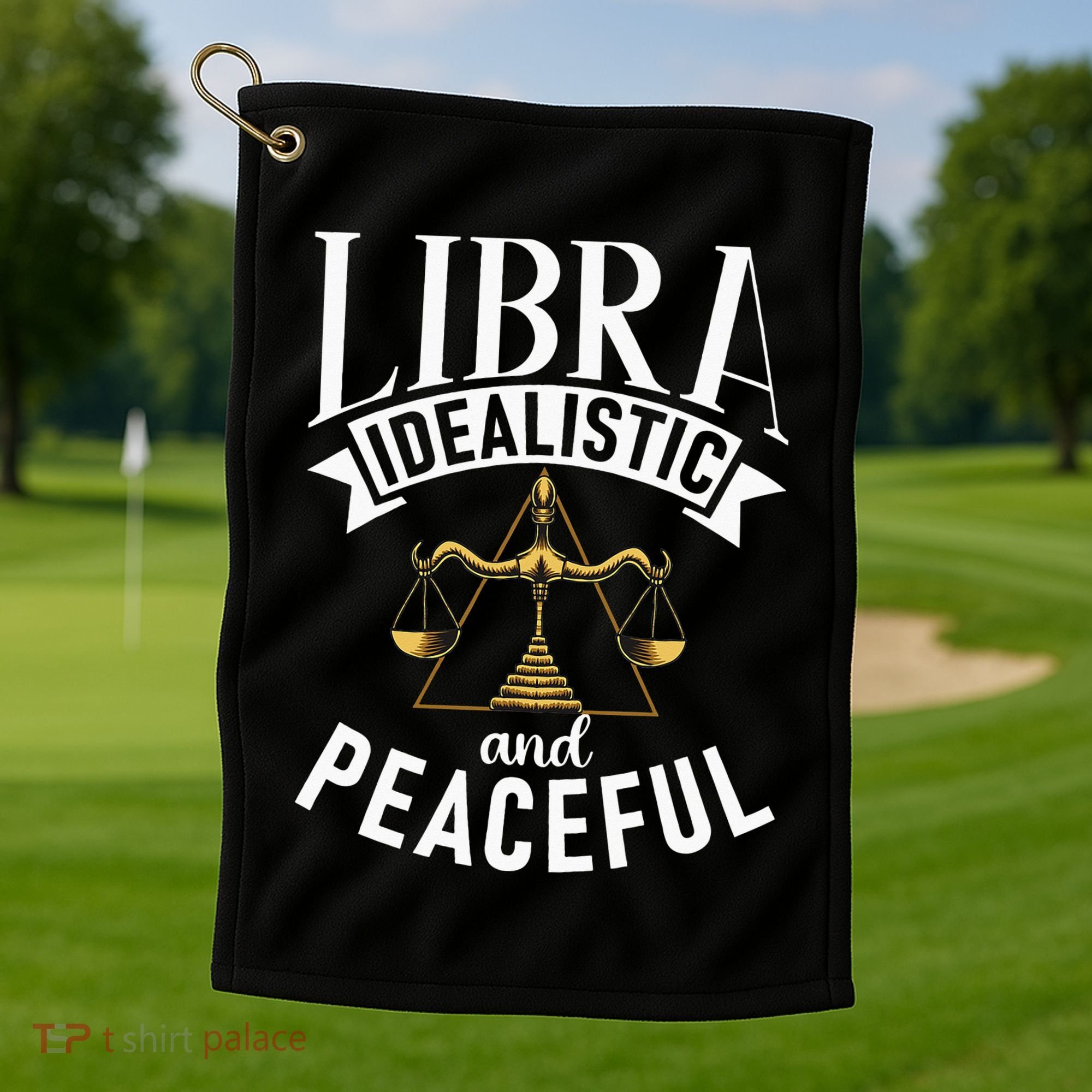 Libra Idealistic And Peaceful Zodiac Astronomy Nature Lover Golf Towel