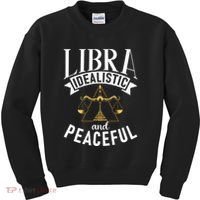 Libra Idealistic And Peaceful Zodiac Astronomy Nature Lover Kids Sweatshirt thumb 0
