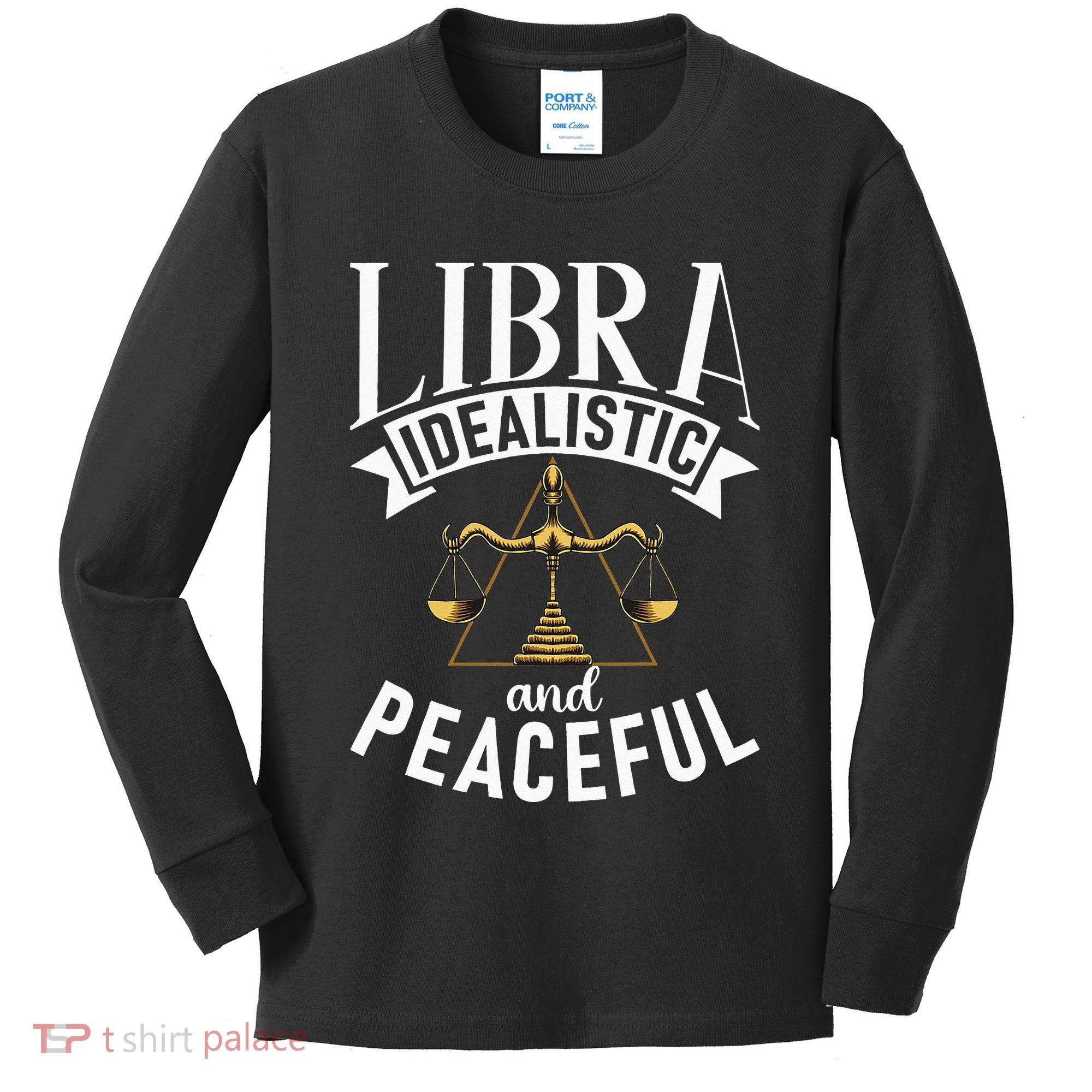 Libra Idealistic And Peaceful Zodiac Astronomy Nature Lover Kids Long Sleeve Shirt